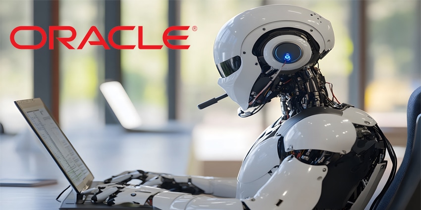 A robot efficiently working as a call center agent in a minimalistic, clean office environment, highlighting the integration of AI in modern customer service.