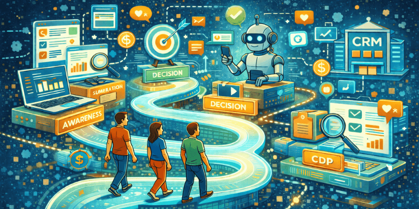 Martech tools dashboard powered by AI in martech supporting a unified martech customer journey and representing the best martech tools for the future