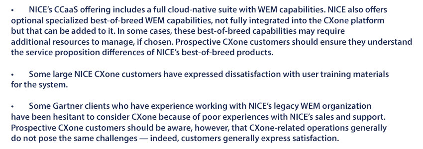Gartner cautions for NICE