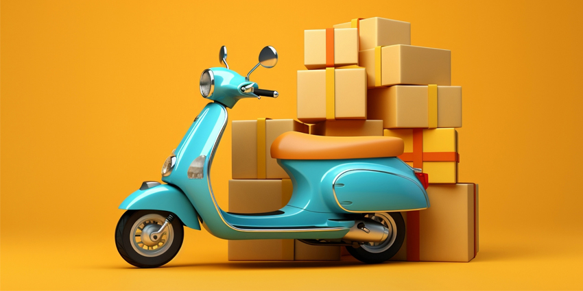 Box shipping motorcycle business delivery courier scooter bike service transportation deliver