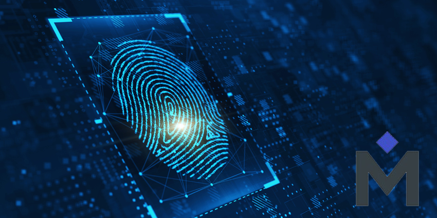 Digital biometric, security and identify by fingerprint concept. Scanning system of the fingerprint. 3d rendering