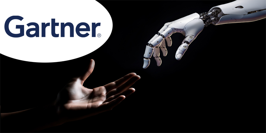 the robot's hand touches the human hand on a black background. the concept of helping artificial intelligence to people. development of AI technologies and robotics.