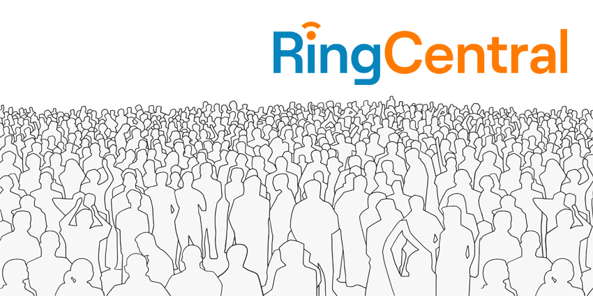 Illustration of large mass of people from wide angle in black and white