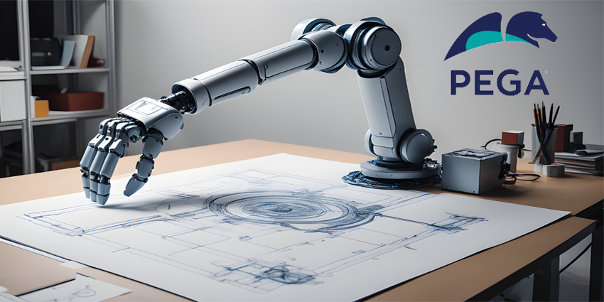 A robotic arm precisely drawing blueprints for a new product design.