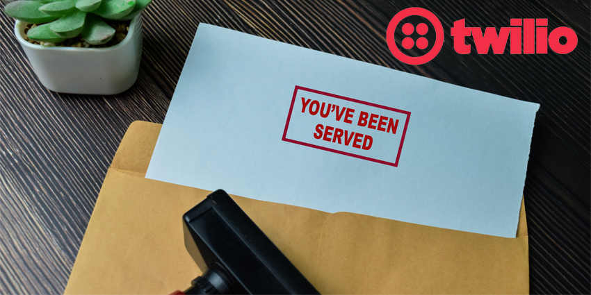 Concept of You've Been Served text on Document above brown envelope isolated on Wooden Table.
