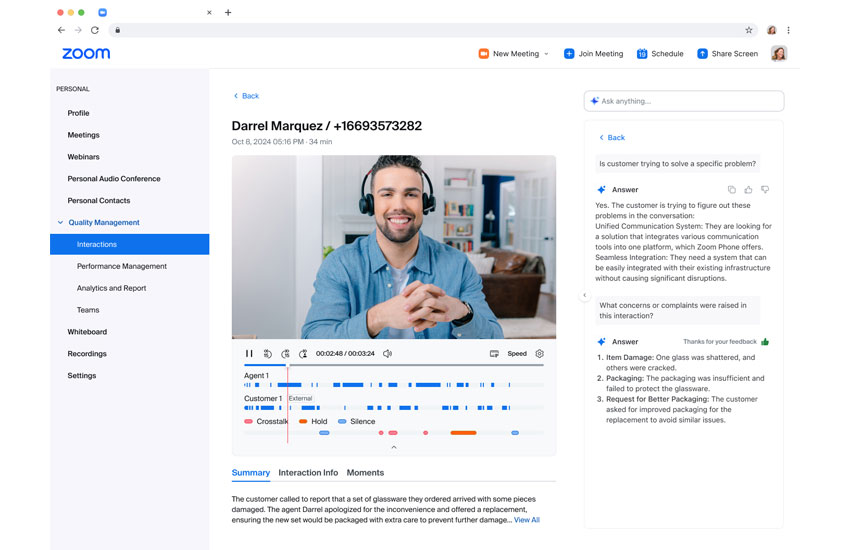 Zoom Contact Center Ask Quality Management