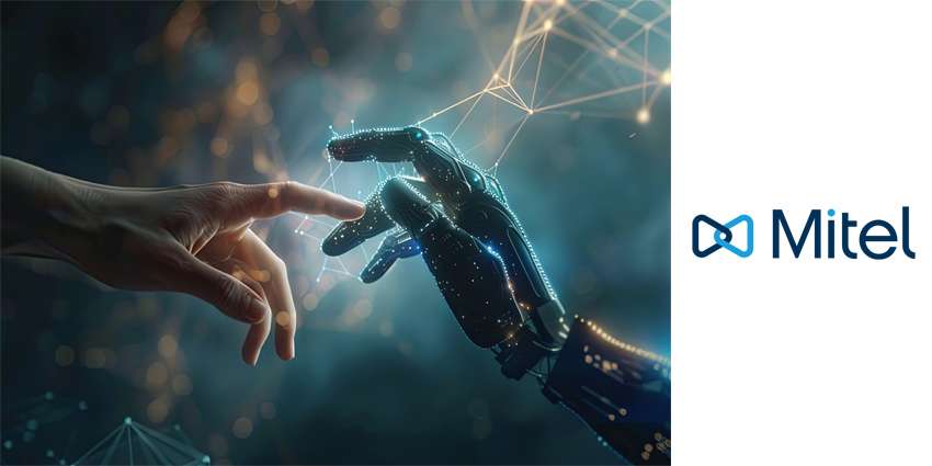 Metaverse technology Hand of robot and human connected