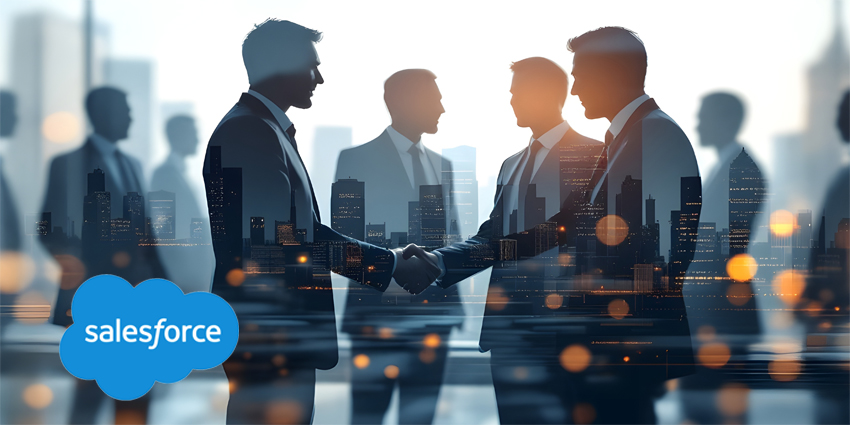 A double exposure image, likely digitally created, shows multiple businesspeople in silhouette against a cityscape backdrop. background showing partnership success of business deal Concept of teamwork