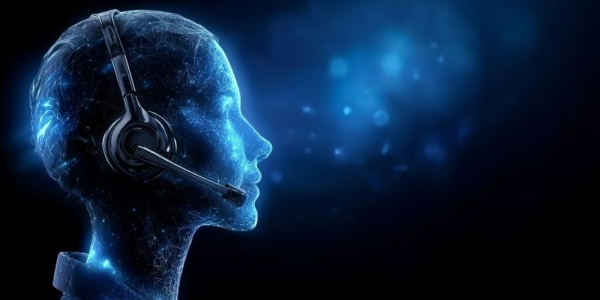 Virtual agent wearing a headset