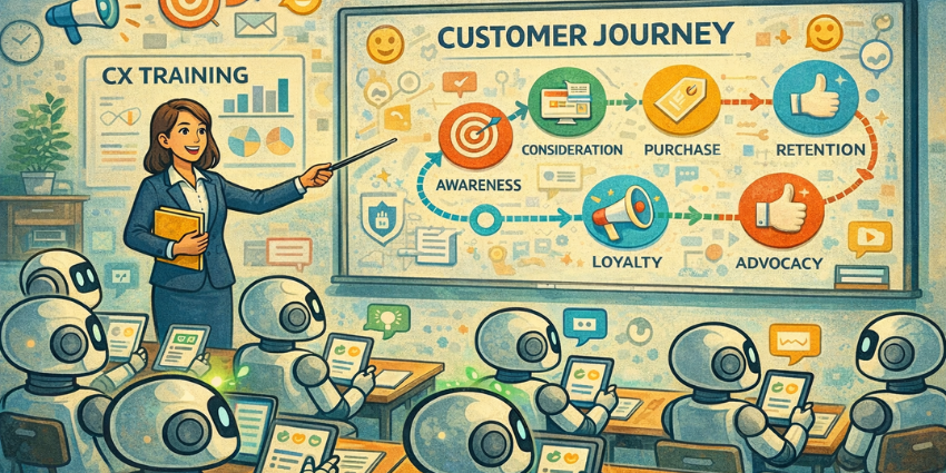 A businessperson trains AI to understand the customer journey - a key skill for the future of sales and marketing