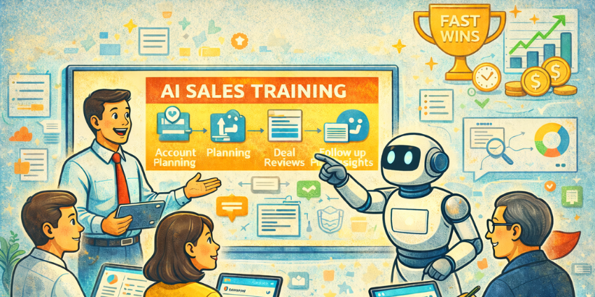 A sales team learns to upskill using artificial intelligence.
