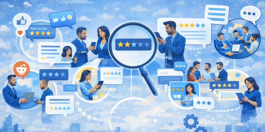 A collection of enterprise leaders engage in social proof CX.