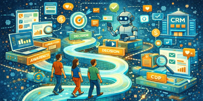 Martech tools dashboard powered by AI in martech supporting a unified martech customer journey and representing the best martech tools for the future