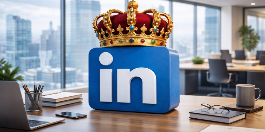 Executive reviewing LinkedIn analytics as part of B2B customer hub strategy