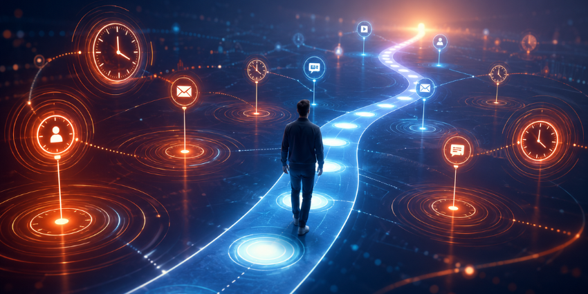 Timeline of customer interactions showing early and late triggers