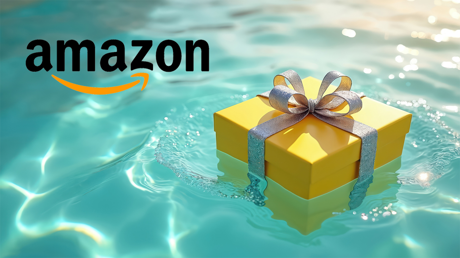 Amazon delivery drone dropping a customer package into a swimming pool in Texas
