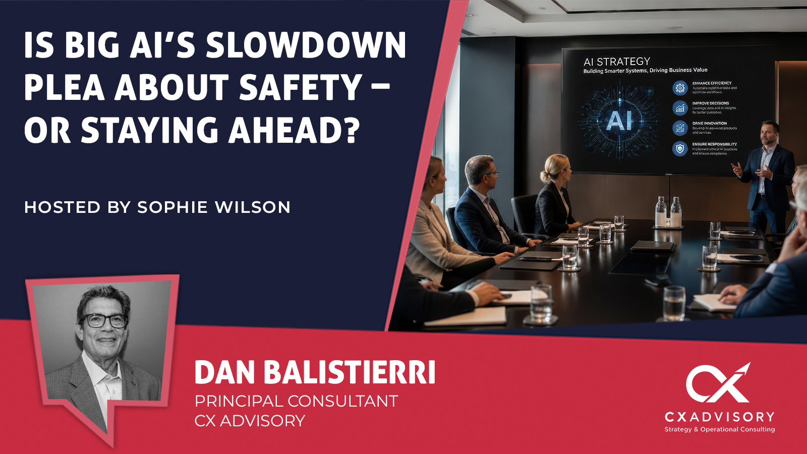 AI slowdown debate involving Sam Altman, Elon Musk, and Dario Amodei and its implications for CX governance